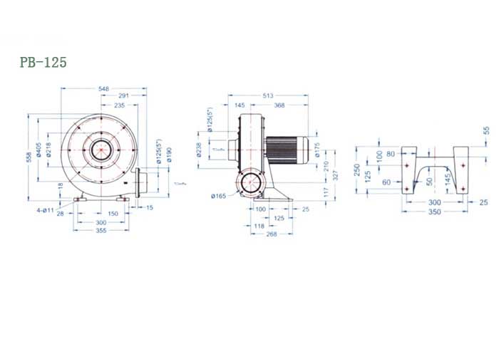 PB-125,2.2kw透浦式風(fēng)機(jī)